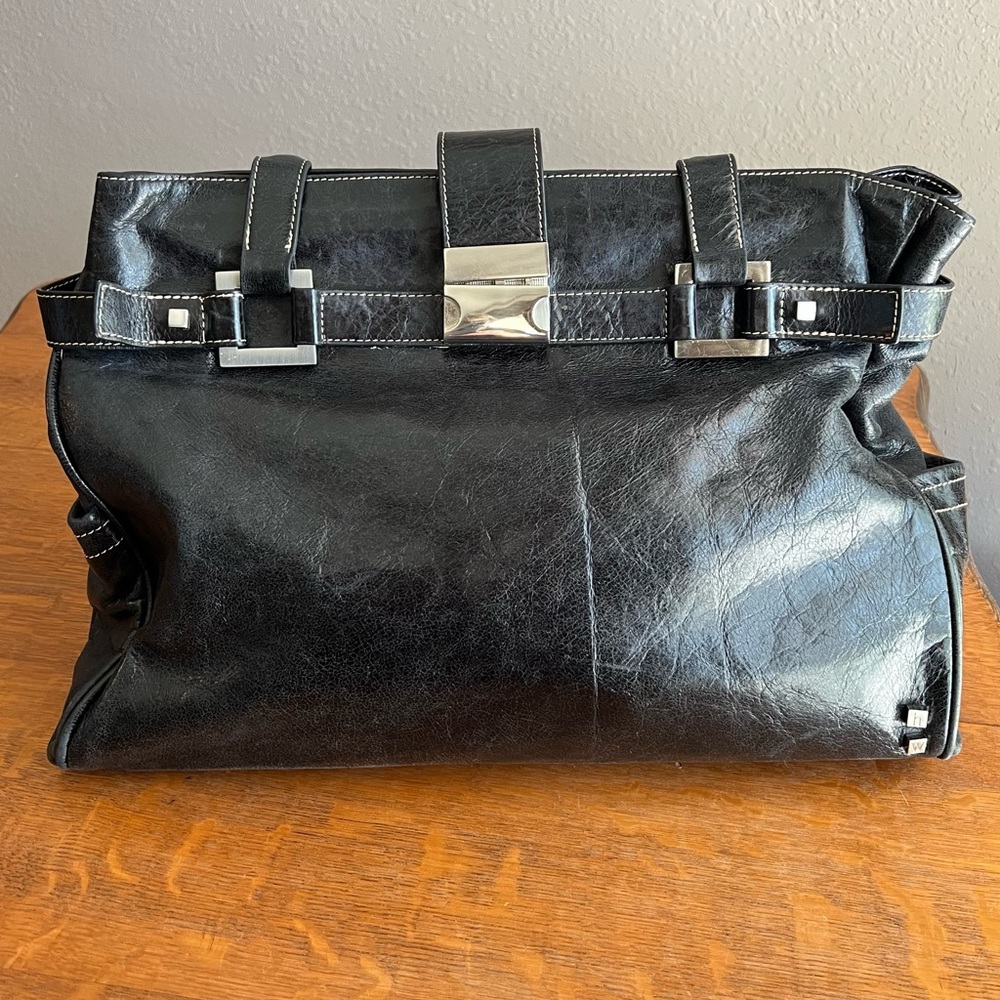 Black Helen Welsh leather satchel/shoulder bag